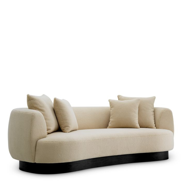 Elliston kanapé – Krémfehér texturált szövet és modern fekete alap