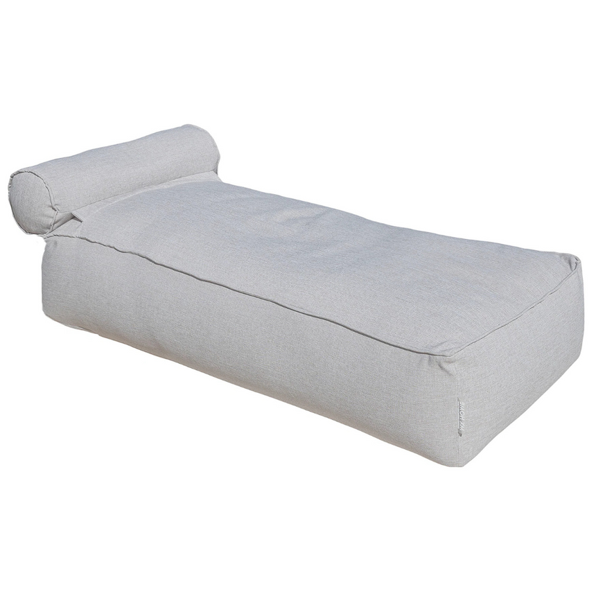 Linen-effect floating fabric sun lounger with headrest