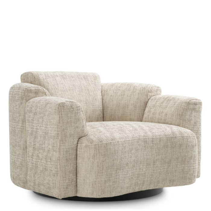 Marbella forgófotel – Creststone beige kárpit és modern fekete talp