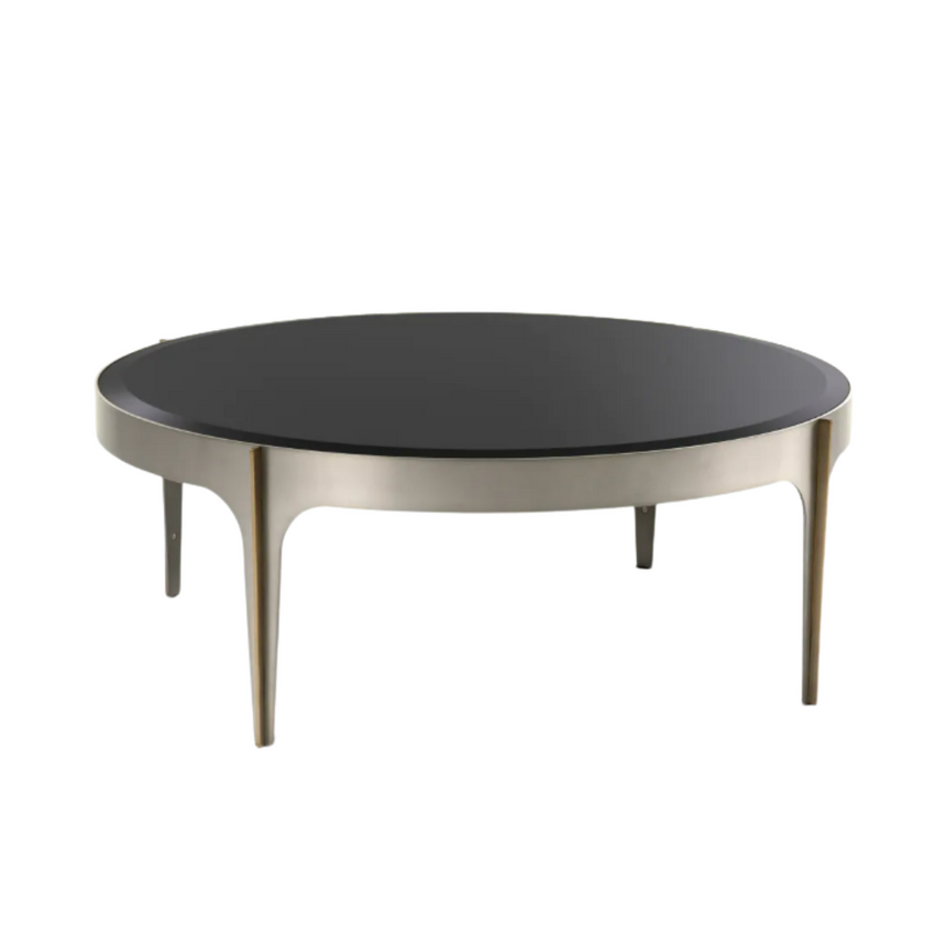 Artemisa black mirror glass coffee table with decorated legs Ø94