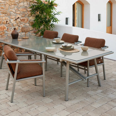 Sticks kő kerti asztal fém lábbal 280x100