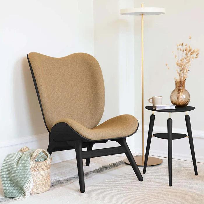 The Conversation Piece fabric high chair with black frame