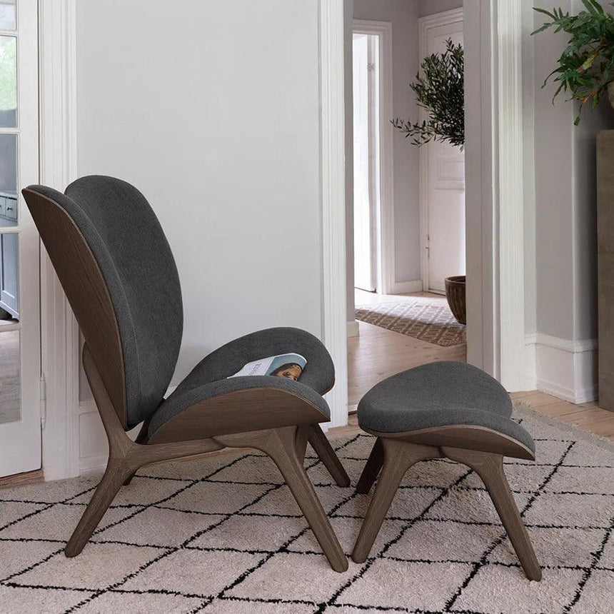 Conversation Piece fabric footstool with dark frame
