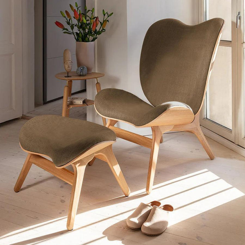 The Conversation Piece fabric footstool with natural frame