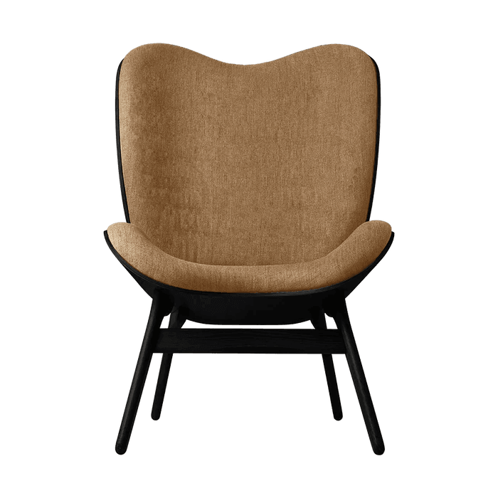 The Conversation Piece fabric high chair with black frame