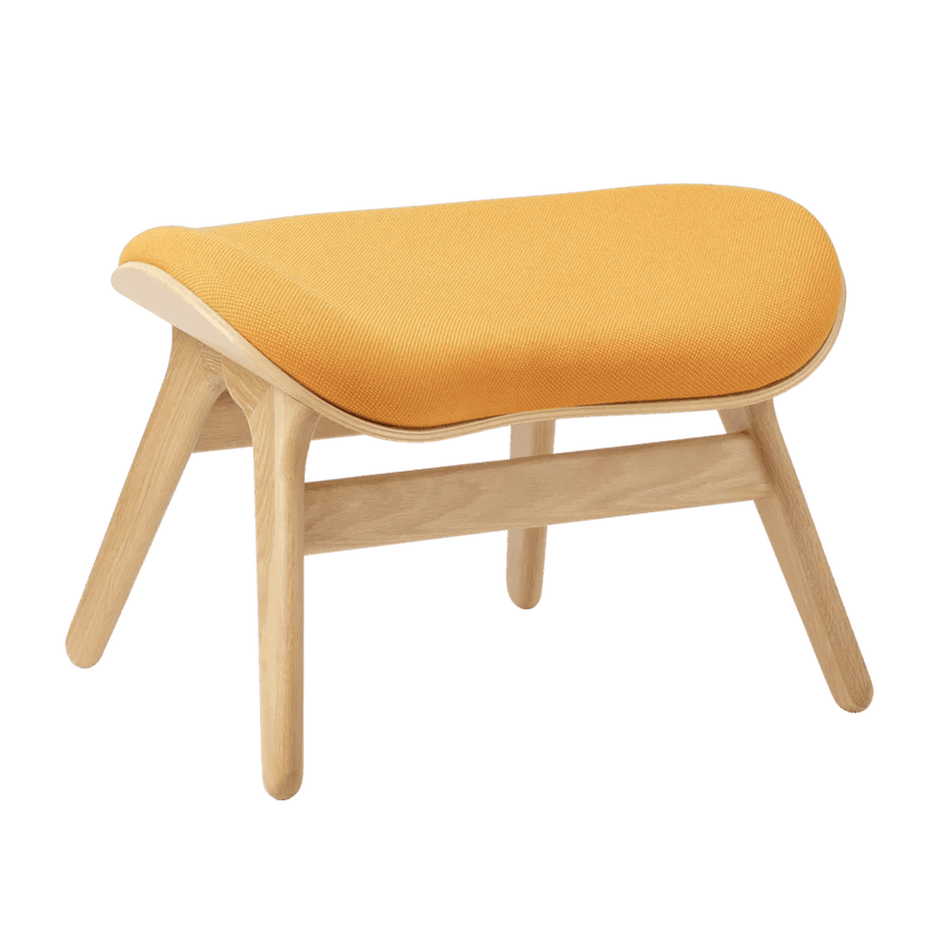 The Conversation Piece fabric footstool with natural frame