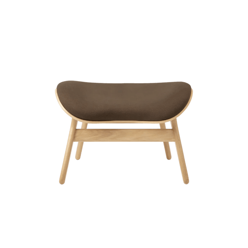 The Conversation Piece fabric footstool with natural frame