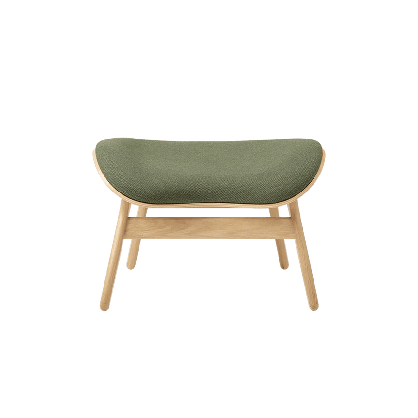 The Conversation Piece fabric footstool with natural frame