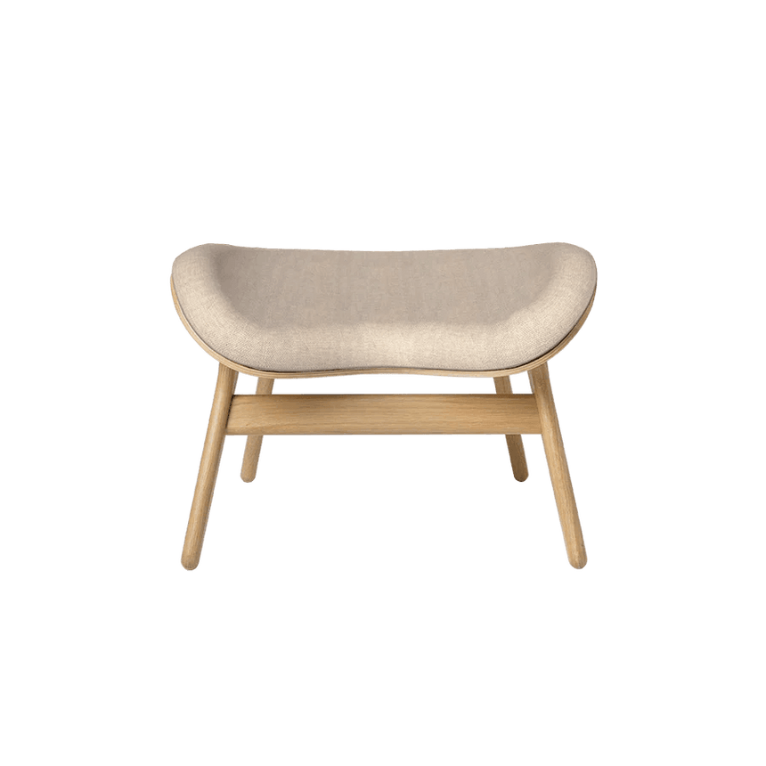 The Conversation Piece fabric footstool with natural frame