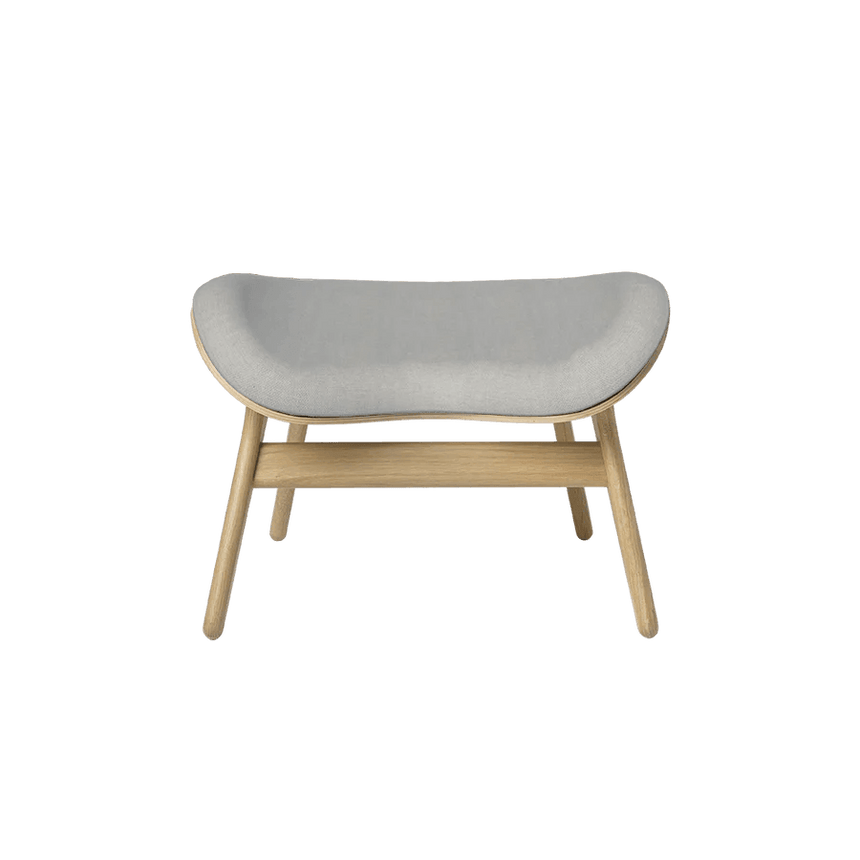 The Conversation Piece fabric footstool with natural frame