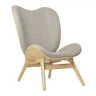 The Conversation Piece fabric high chair with natural frame