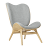 The Conversation Piece fabric high chair with natural frame