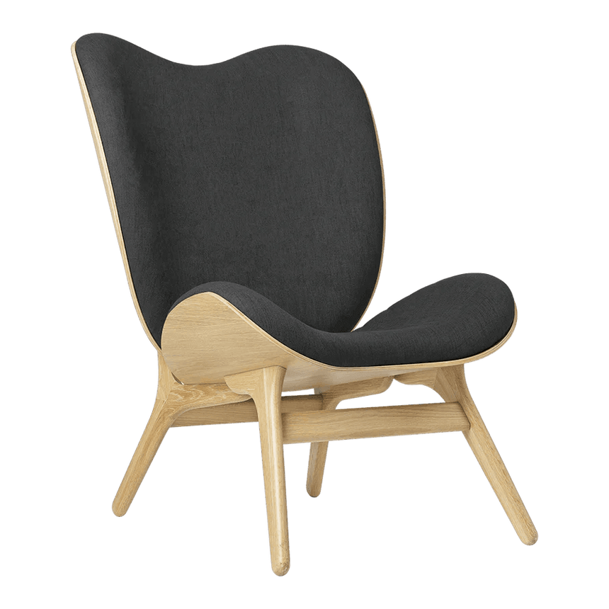 The Conversation Piece fabric high chair with natural frame
