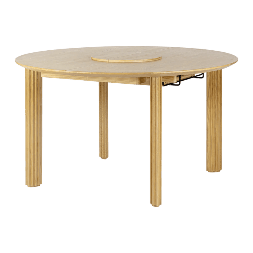Rippled Comfort Circle extendable wooden table Ø132