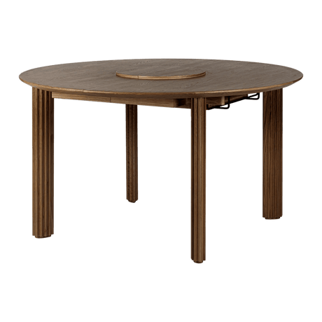 Rippled Comfort Circle extendable wooden table Ø132
