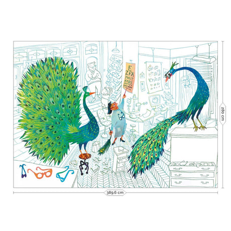 Green peacocks AH 8 panelos tapéta-0