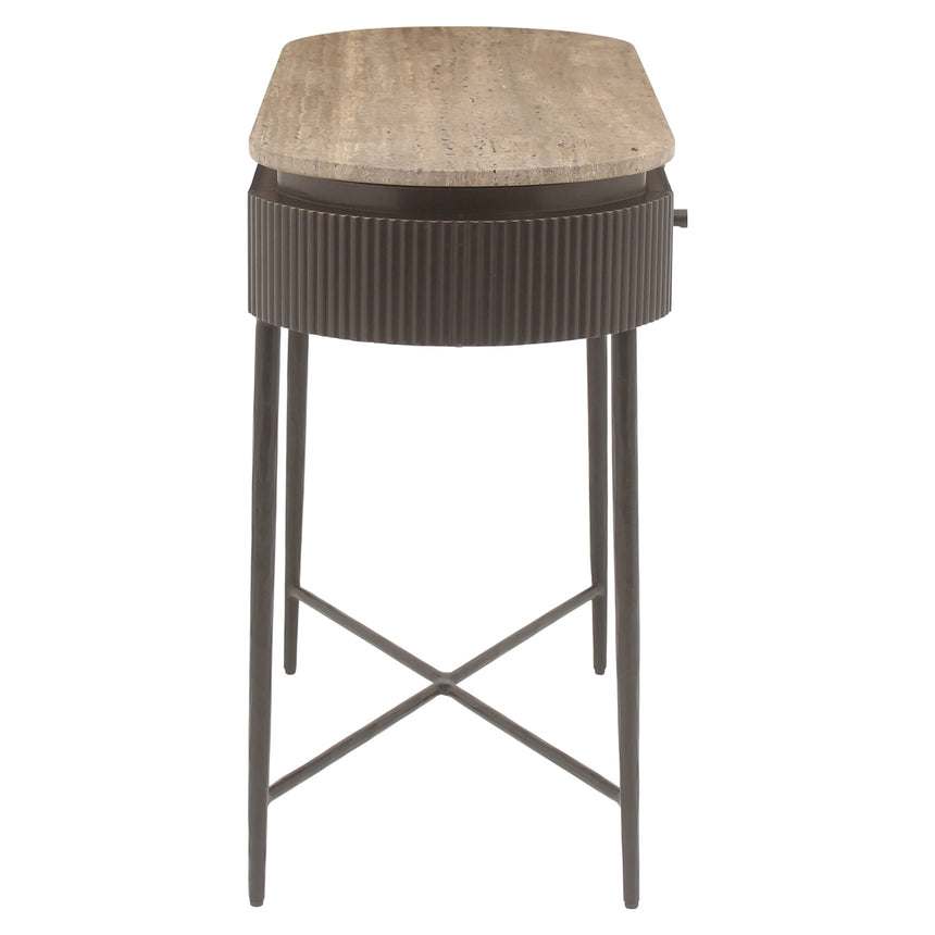 Russo konzolasztal – Travertin és sárgaréz elegancia