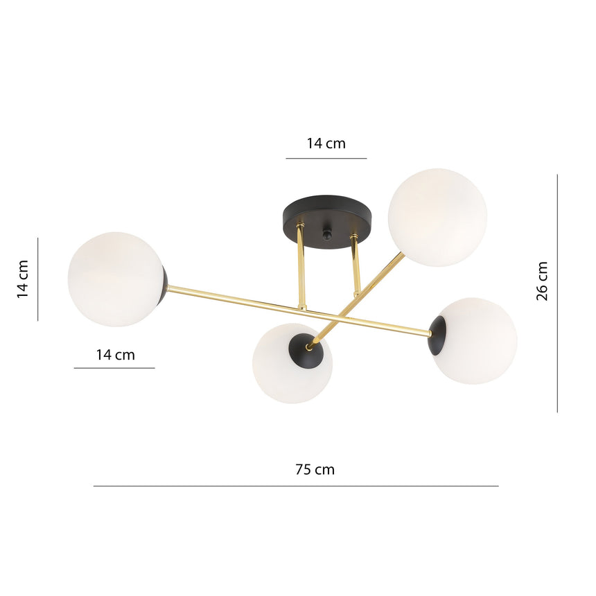 Magnum 4 BL Opal metal ceiling lamp