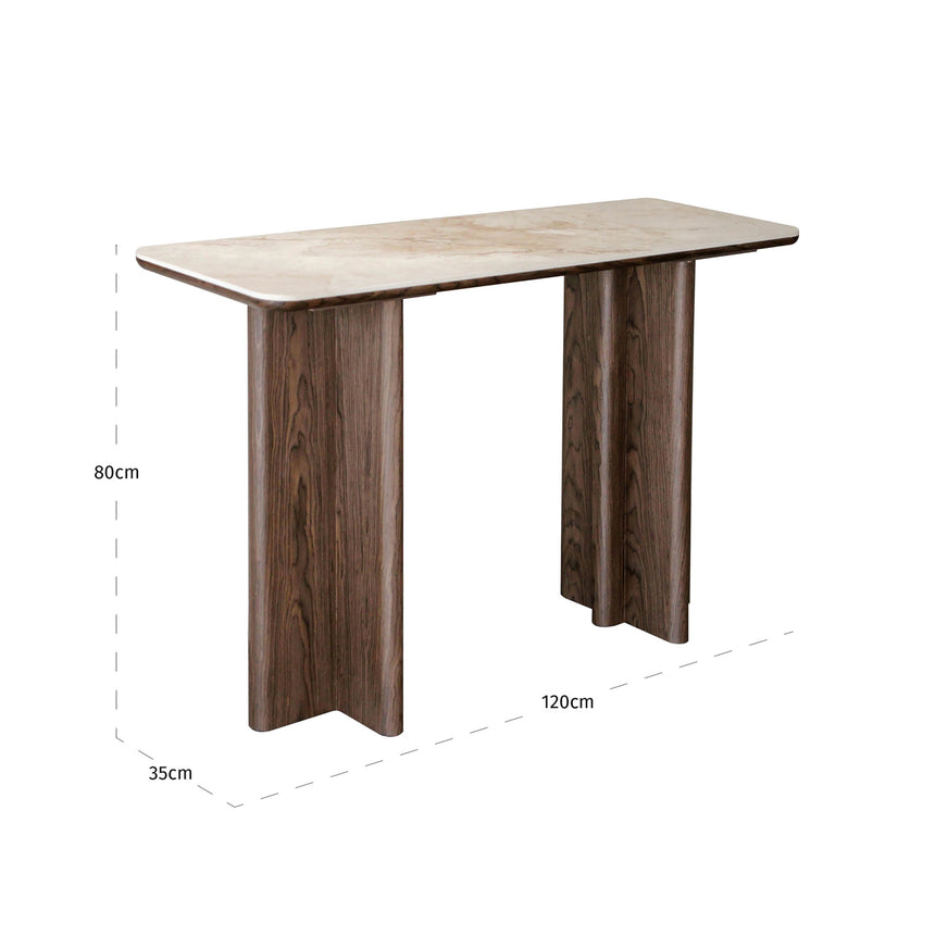 Colson konzolasztal – Karcsú sziluett, barna tónus