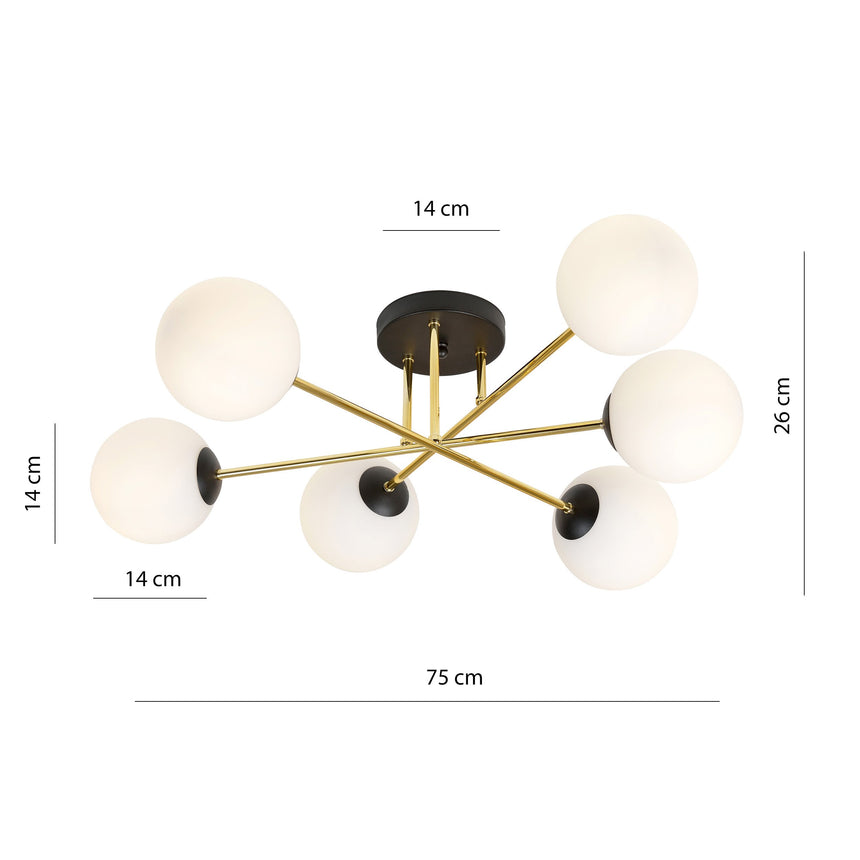 Magnum 6 BL Opal metal ceiling lamp