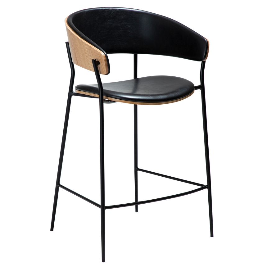 Crib Art textile leather low bar stool