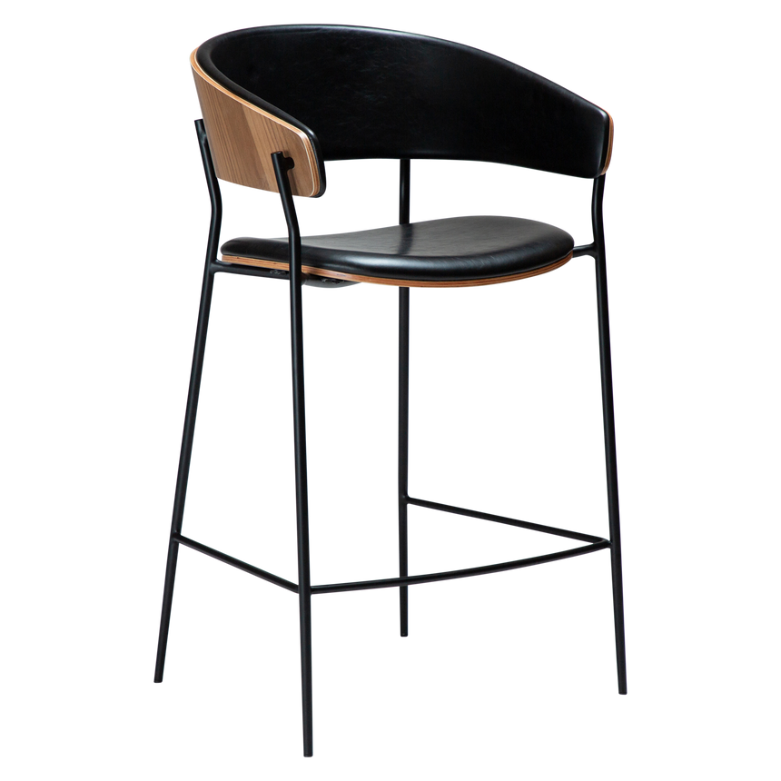 Crib Art textile leather low bar stool