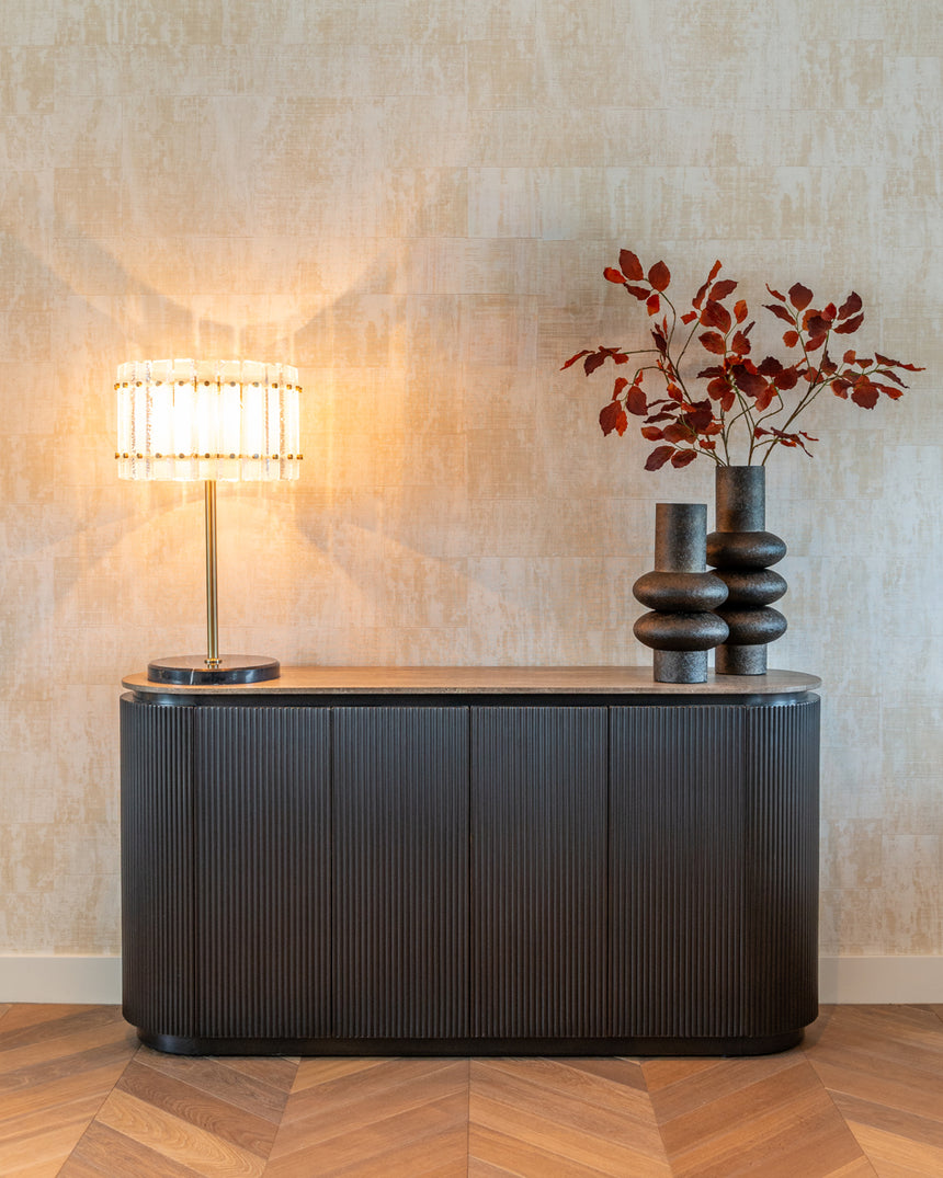 Russo komód – Travertin mészkő fedlappal és sárgaréz részletekkel