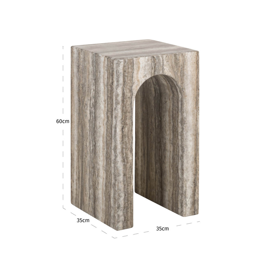 Dulce lerakóasztal – Szoborszerű oszlopforma és márvány elegancia