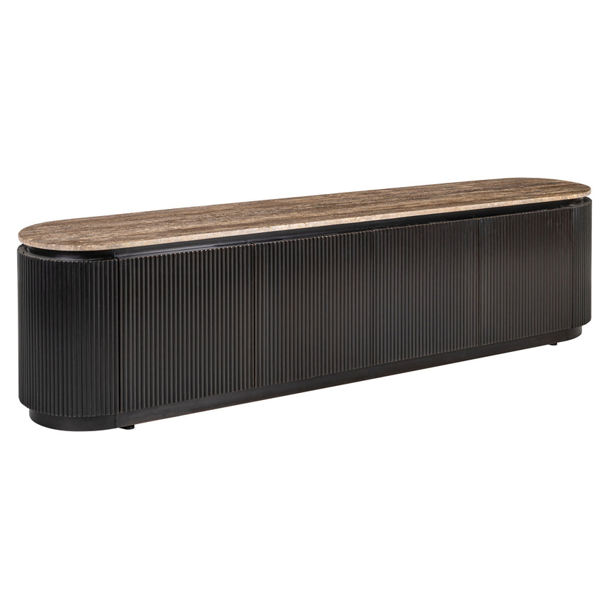 Russo TV szekrény – Travertin mészkő fedlappal és sárgaréz részletekkel