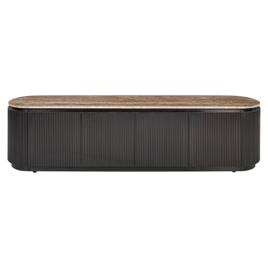 Russo TV szekrény – Travertin mészkő fedlappal és sárgaréz részletekkel