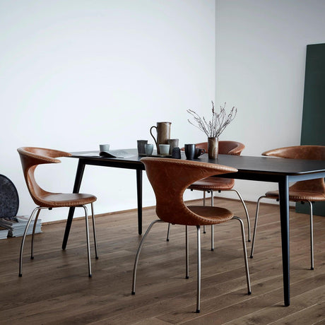 Flair leather chair with chrome legs