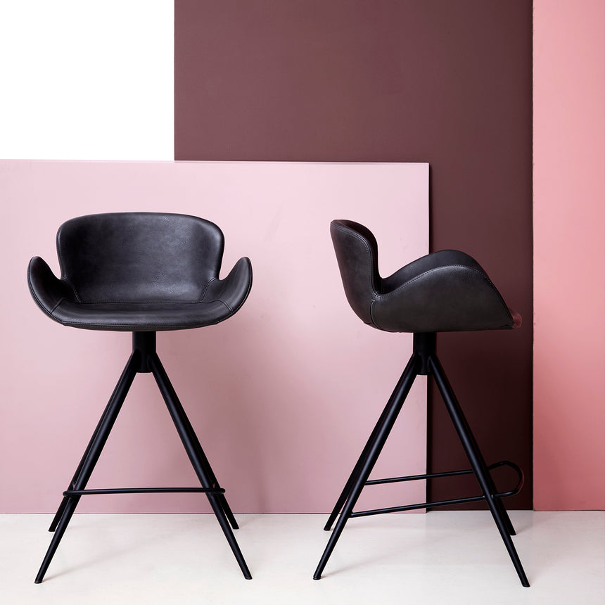 Gaia textile leather low bar stool