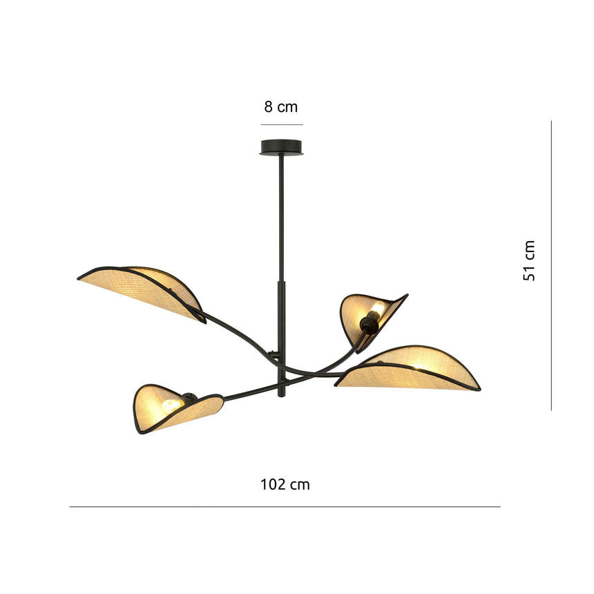 Lotus 4 rattan hanging lamp