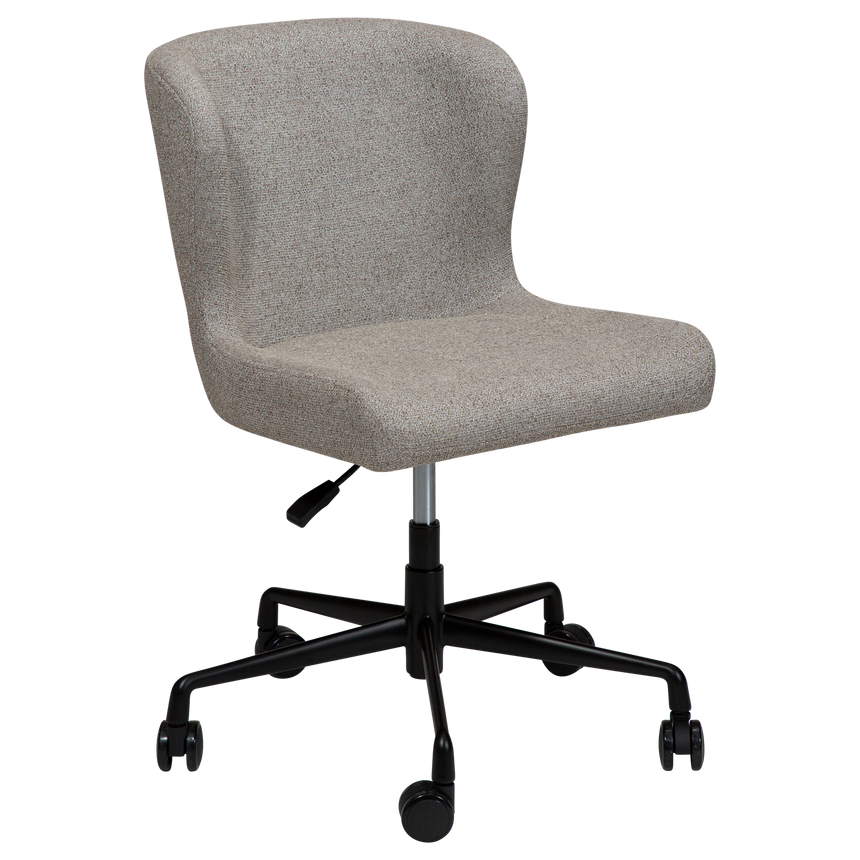 Glam bouclé rolling chair with black legs