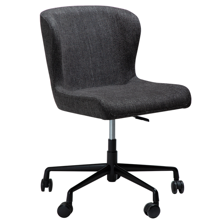 Glam bouclé rolling chair with black legs