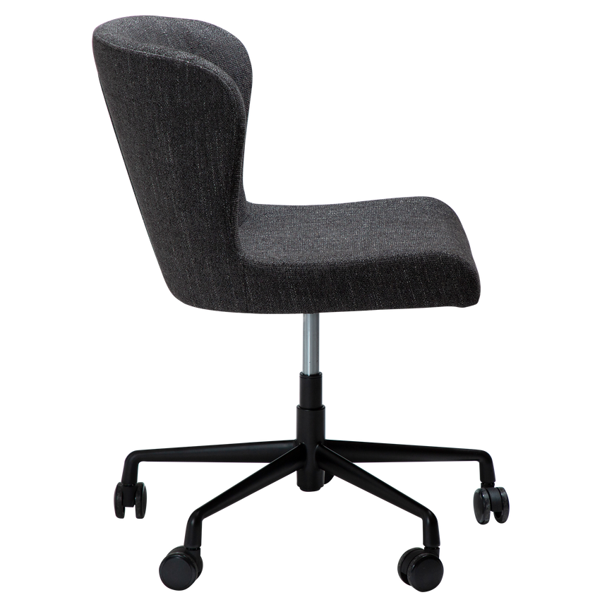 Glam bouclé rolling chair with black legs