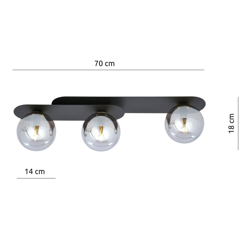 Plaza 3 BL glass ceiling lamp