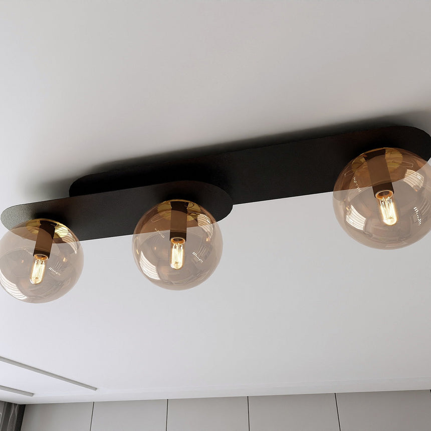 Plaza 3 BL glass ceiling lamp