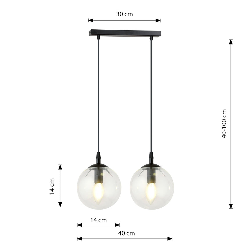 Cosmo 2 BL glass pendant lamp