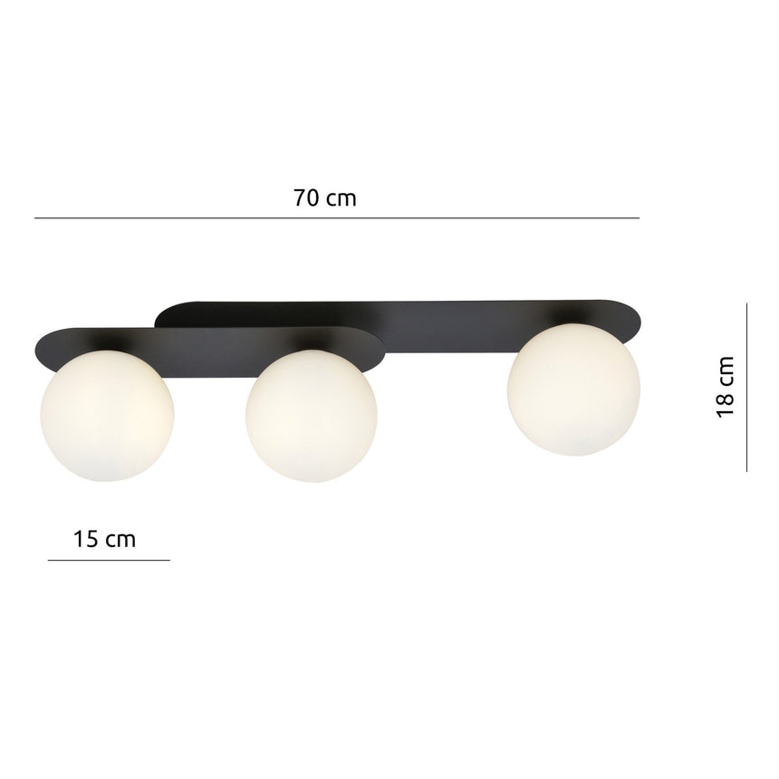 Plaza 3 BL Opal glass ceiling lamp