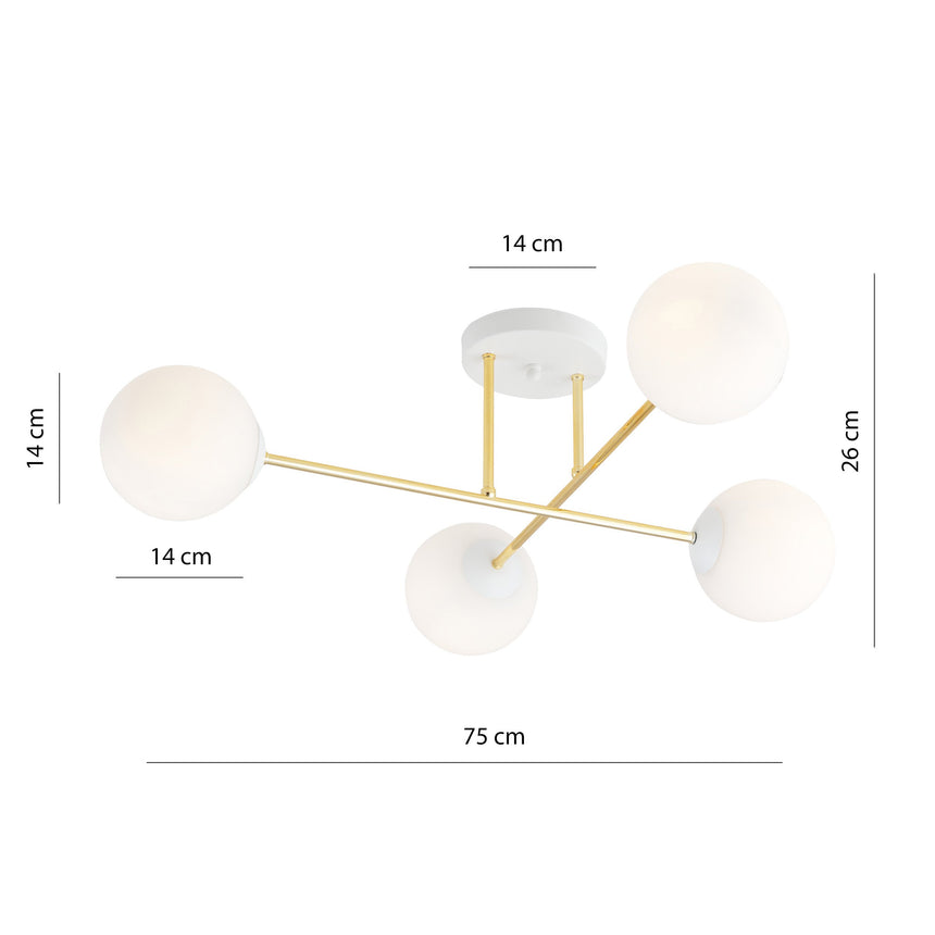 Magnum 4 WH Opal metal ceiling lamp