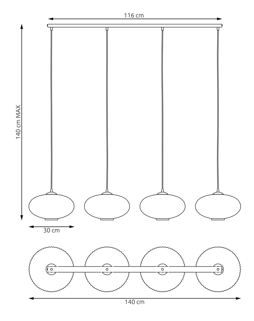 Coco 4 BL glass pendant lamp