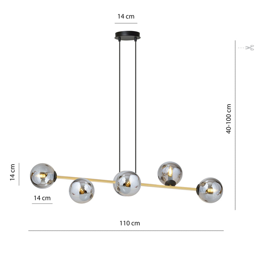 Gravity 6 BL metal pendant lamp