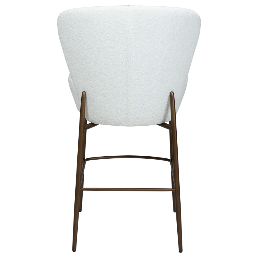 Orbit recycled bouclé low bar stool with antique legs