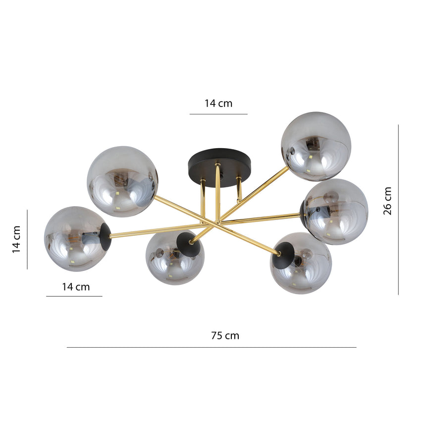 Magnum 6 BL Graphite metal ceiling lamp