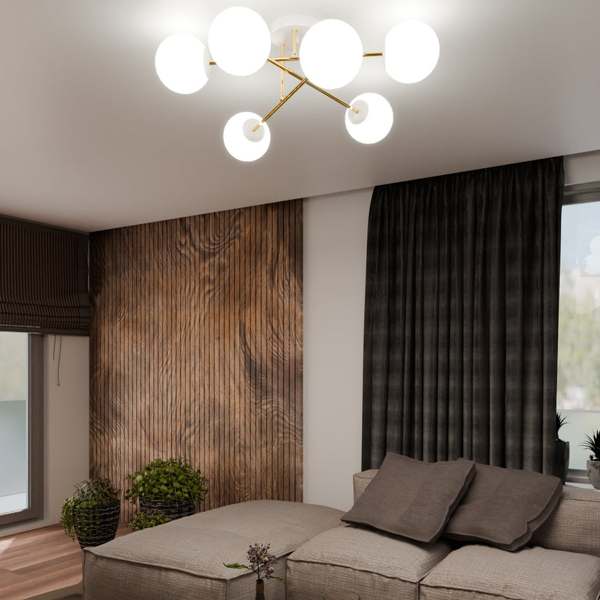 Magnum 6 WH Opal metal ceiling lamp