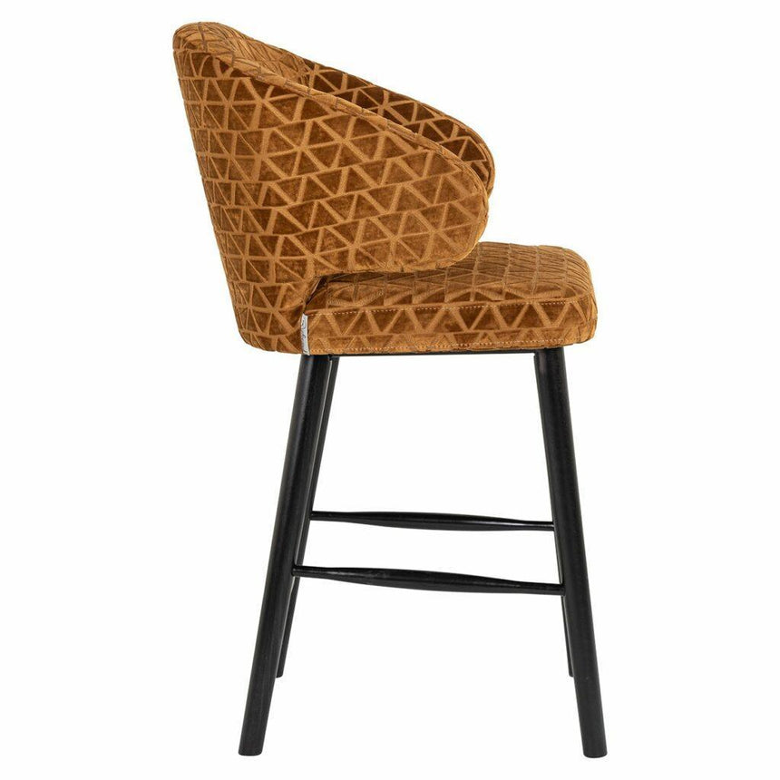 Indigo fabric low bar stool