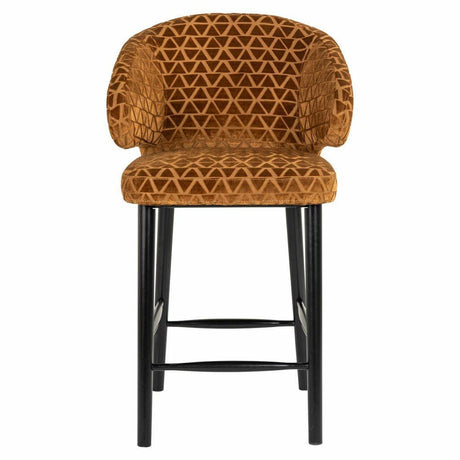 Indigo fabric low bar stool