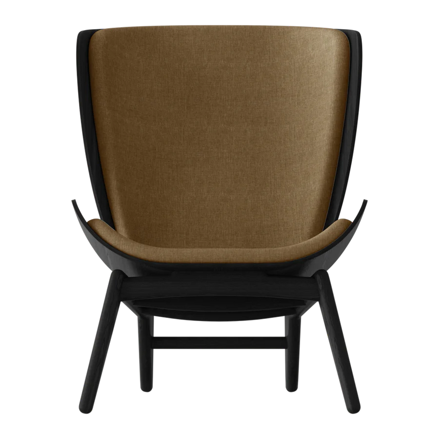 The Conversation Piece fabric armchair with natural frame