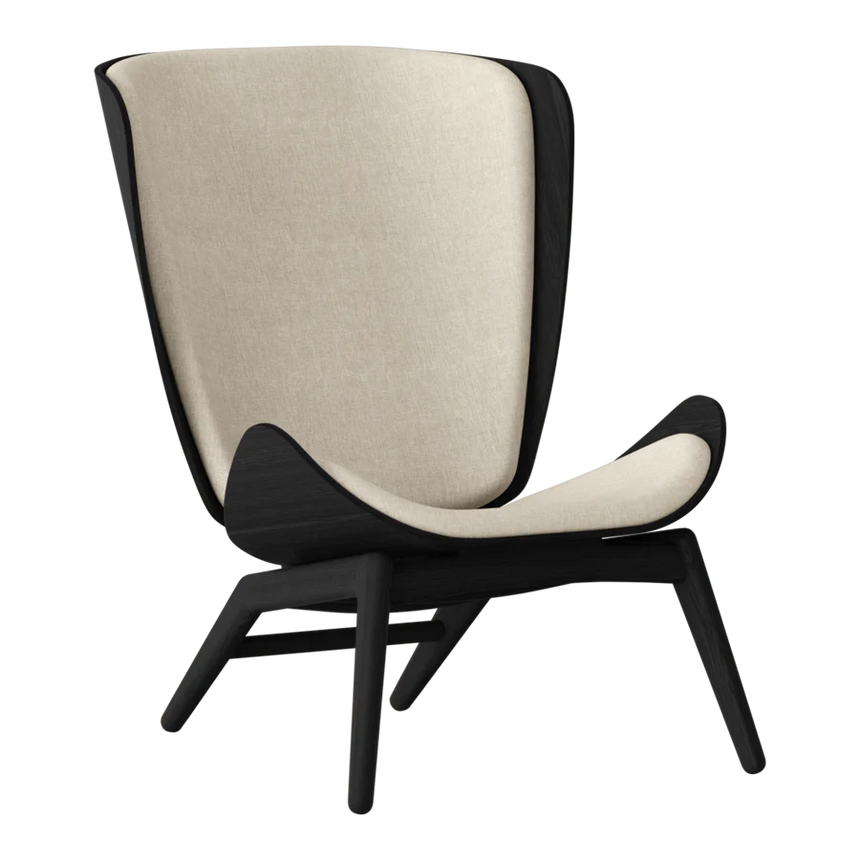 The Conversation Piece fabric armchair with natural frame